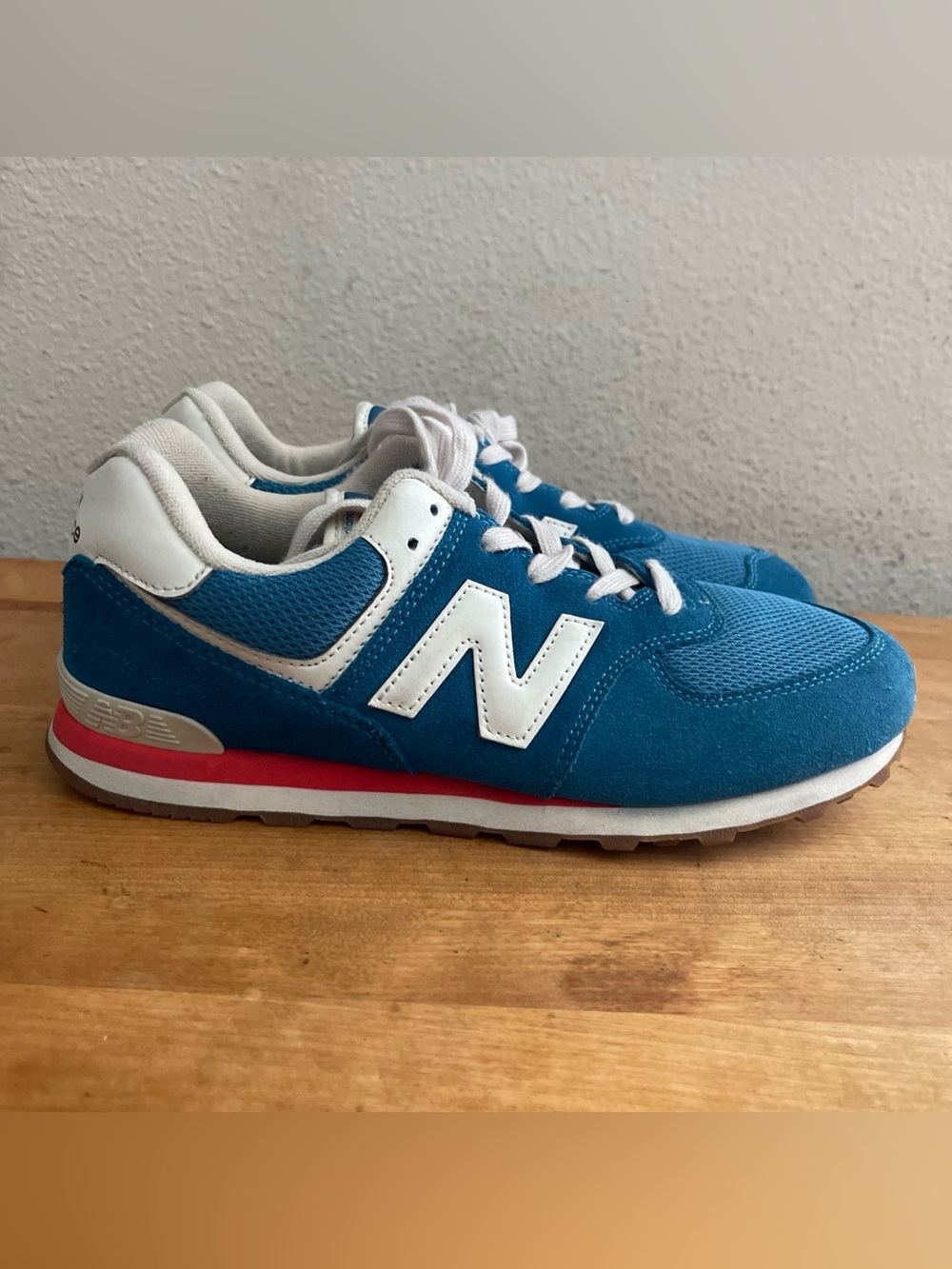 New Balance 574 Heritage Blue White Silver Mens Sz 7 M Suede Sneakers U574WL2